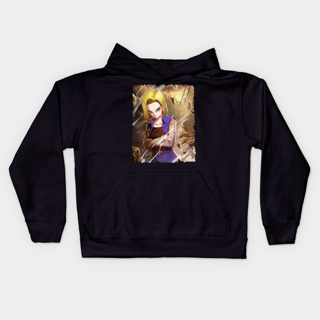 ANDROID 18 MERCH VTG Kids Hoodie by funnymushroomz